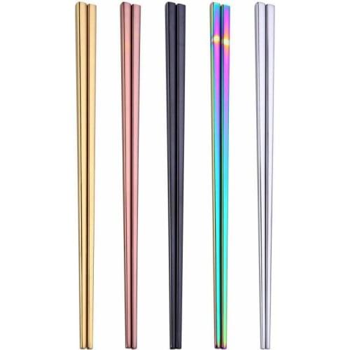 Rainbow Chopsticks Food Grade 304 Stainless Steel Titanium Plating Tableware Mir