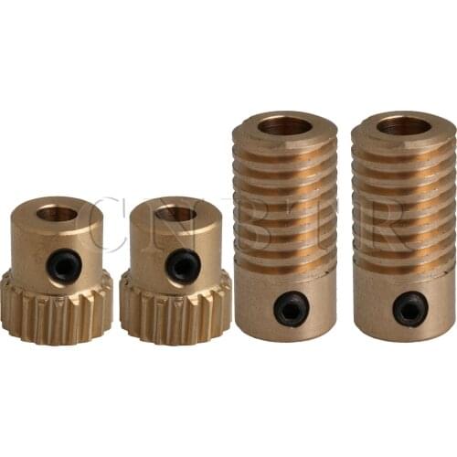 CNBTR 4pcs 0.5 Module 20T Worm Gear Wheel & 5mm Dia Gear Shaft Reducer