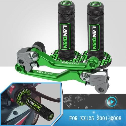 Dirt Pit Bike Motocross 7/8" Hand Grips Brake Clutch Levers Handlebar Grip For Kawasaki KX125 KX 125 2001-2005 2006 2007 2008