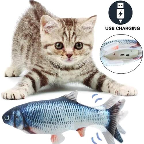 Electric Cat Fish Toys USB Charging Simulation Dancing Jumping Moving Floppy Fish Interactive Cat Toy For Cats Toys Dropshipping