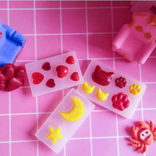 Cat bear paw heart moon star Silicone Mold Resin Silicone Mould handmade DIY Jewelry Making epoxy resin molds