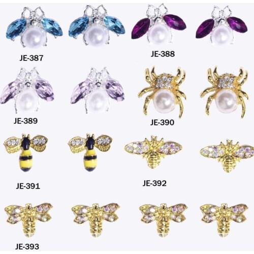 A lot of 3D Nail Art Decorations DIY Glitter Rhinestones Spider bee butterfly Nail Art Accessoires