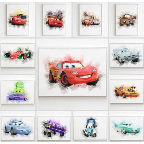 Cartoon Disney Cars Movie Canvas Painting Lightning McQueen Posters and Prints Cuadros Wall Art Picture Kids Room Decor