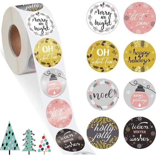 100-500pcs Happy holiday Thank You Stickers Labels Christmas decoration Handmade Sticker Wedding Party Festival Gift Bag Decor