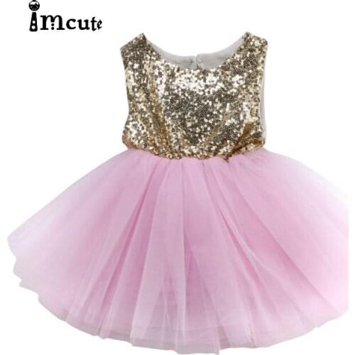 2019 New Hot Cute Kids Baby Flower Girls Party Sequins Dress Gown Bridesmaid Dresses Birthday Dress