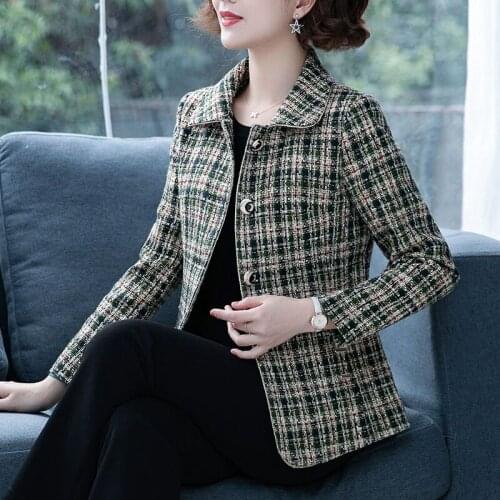 2021New Mother Spring Autumn Suit Jacket Women Small Fragrance Large Size Coat Middle-Aged Elderly Small Suit Outwear Female 363