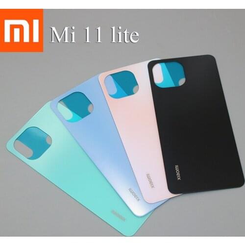 Original New Back Glass Cover For Xiaomi 11 lite 5G Rear Door Housing Case Replacement Parts With Glue Adhesive Sticker 6.55inch