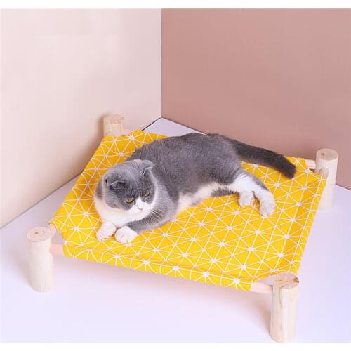 Wooden Canvas Cat Hammock Breathable Washable Canvas Elevated Cat Bed Cat House Pet Beds for Dog Cat Pet Puppy Supplies