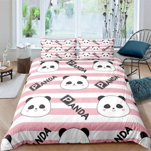 Luxury 3D Pink Panda Print Home Living Comfortable Duvet Cover Set Pillowcase Kids Bedding Set Queen and King EU/US/AU/UK Size