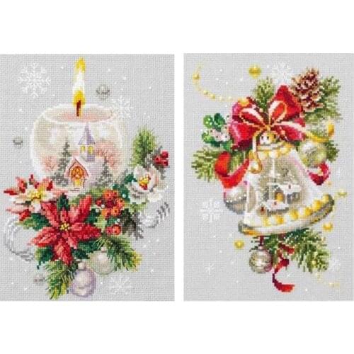 Christmas candle bells patterns counted 11CT 14CT 18CT DIY Cross Stitch Sets wholesale Cross-stitch Kits Embroidery Needlework