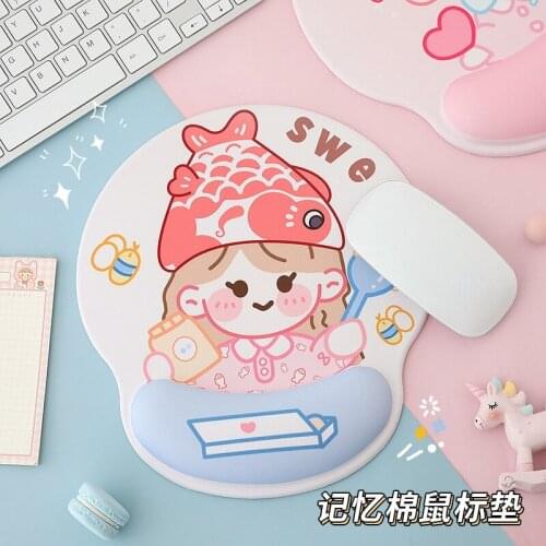 Cute wrist mouse pad female birthday trumpet ins wind cushion hand care wrist support creative silicone cushion