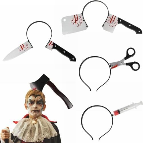 Horror Wear Head Halloween Knife Axe Scissors Headband Props for Adults Halloween Party April Fools Day Teasing Toy Supplies 7z