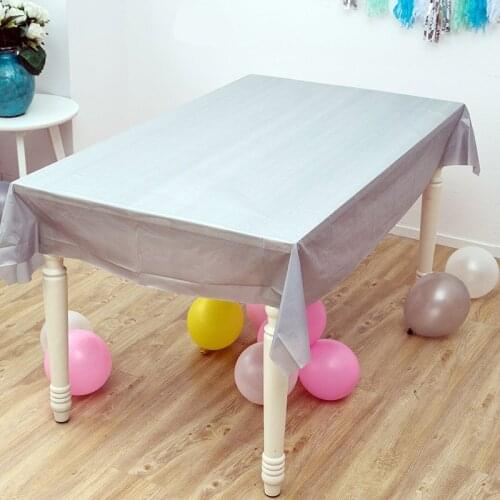 Wedding Baby Shower Party Kids Favors Silver Solid Color Tablecloth Decoration Disposable Maps Happy Birthday Table cover 1PCS