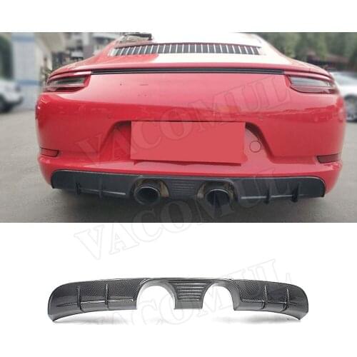 Carbon Fiber / FRP Rear Bumper Lip Diffuser Spoiler fit for Porsche Carrera 911 991.2 2015-2018 Middle Outlet Exhaust Diffuser