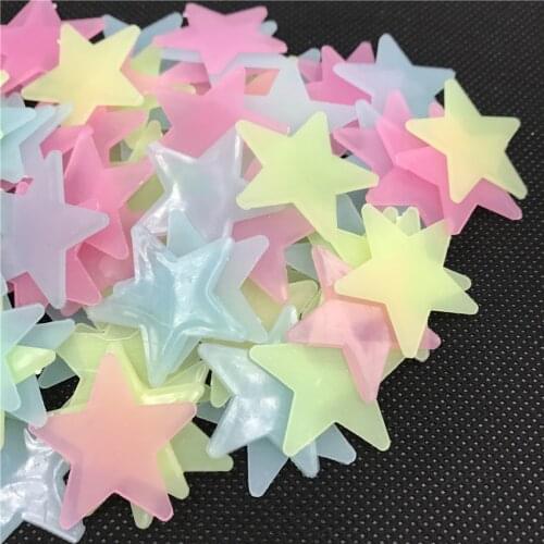 50-100pcs 3D Stars Luminous Wall Stickers Glow In The Dark Stars Sticker Decal for Kids Baby rooms Colorful Fluorescent Stickers