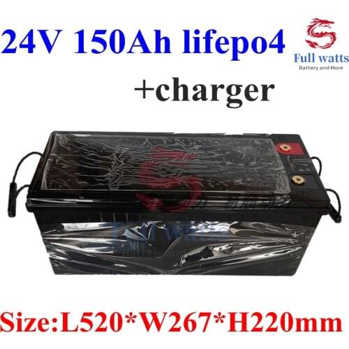 Waterproof 24V 150AH lifepo4 lithium Battery BMS 8S for 2400w Solar system motorhomes backup power Inverter RV UPS +20A Charger