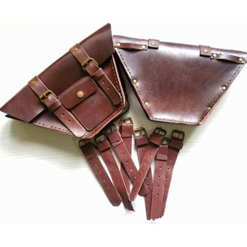 1 Pair CAFE RACER Motorcycle Saddle Side Bags Genuine leather Luggage Bag