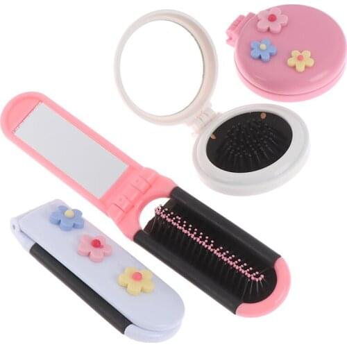 1PCS Pocket Size Travel Brush Fashion Massage Hair Folding Mirror Comb Air Bag Drop Shipping