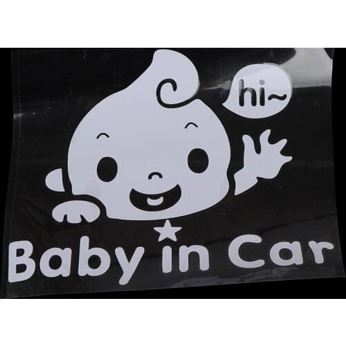 1PCS Baby In Car" Waving Baby On Board Safety Sign Cute Car Decal DIY Sticker