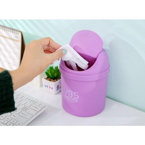 1PC Waste Bins Plastic Desktop Garbage Cleaning Barrel Creative Candy Color Small Trash Can Desk Organizer Dustbins OK 0191