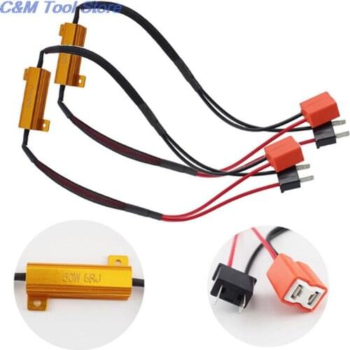 2Pcs 50W H7/9005/9006 Car Load Resistor Error Canceller LED Decoder Canbus Free Wiring Canceller Decoder Light
