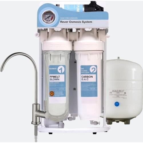 2019 PREMIUM 5 Stage Reverse Osmosis System with Faucet and 3.2G Metal tank-50GPD,Power:220 - 240V/EU two Pin Plug