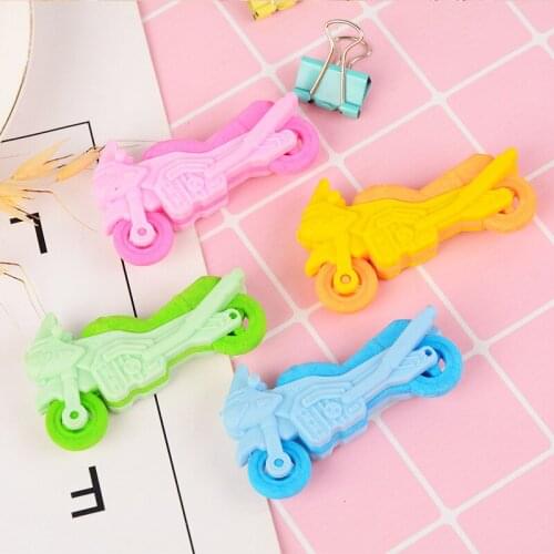 Childrens toy motorcycle school supplies eraser campus fashion student eraser*3pcs
