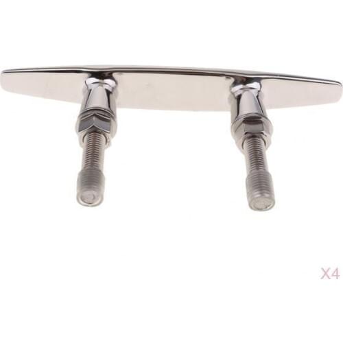 4pcs 316 Stainless Steel Boat Cleats Mooring Dock Deck Rope Cleat 20.5cm/8