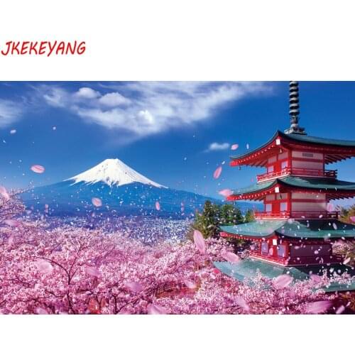 5D DIY square/round Diamond painting Cherry blossoms and Mount Fuji Cross Stitch Diamond Embroidery Pattern Rhinestone J2635