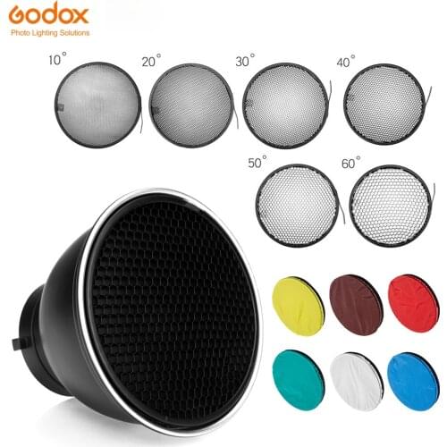 7inch 18cm Standard Reflector Diffuser with Degree Honeycomb Grid + 6 Color Filters for Bowens Mount Studio Light Strobe Flash