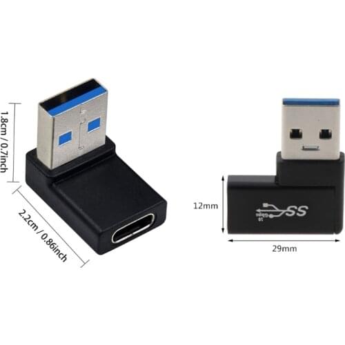 90 Degree USB C Type C Female to USB 3.0 Male Charging OTG Adapter Converter 1XCB