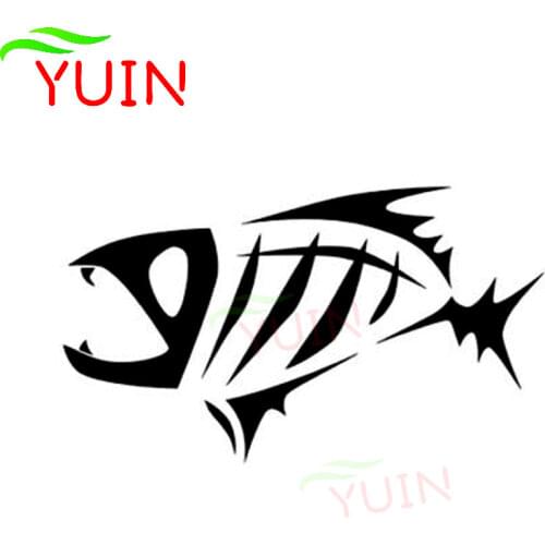 Skeleton Fish Car Sticker Fashion Window Decoration Personality PVC Waterproof Sunscreen Decal Black/White/Red/Laser/Silver
