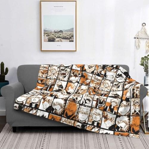 My Hero Academia Bakugo Katsuki Collage Blankets Velvet Printed Unisex Throw Blankets Bedspreads for Bedroom Couch