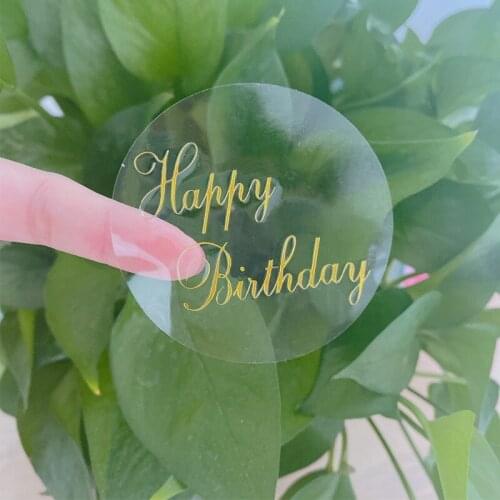 Free shipping600pcs Transparent Happy Birthday Label Sticker Circular Sealing Label Sticker PVC Transparent DIY Label