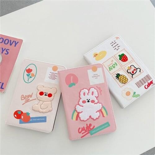 For iPad Air 4 10.9 2020 Case Korea Style Cartoon Bear Cover Funda for iPad Pro 11 10.5 9.7 Inch 10.2 2020/2019 Air 1 2 3