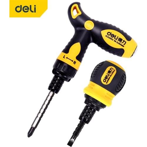 DELI 2 In 1 Ratchet Steering Screwdriver Phillips/Slotted Dual Purpose Retractable Screw Driver Screw Driving Tools