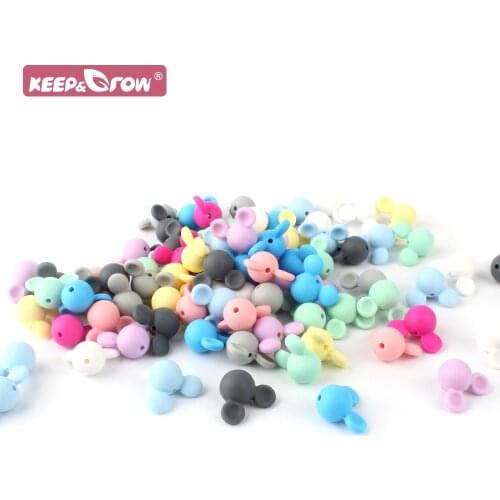 Baby Silicone Beads Mickey Teething Food Grade Cartoon Mouse 50pcs Baby Bead BPA Free DIY Pacifier Necklaces Toy Teether Nursing