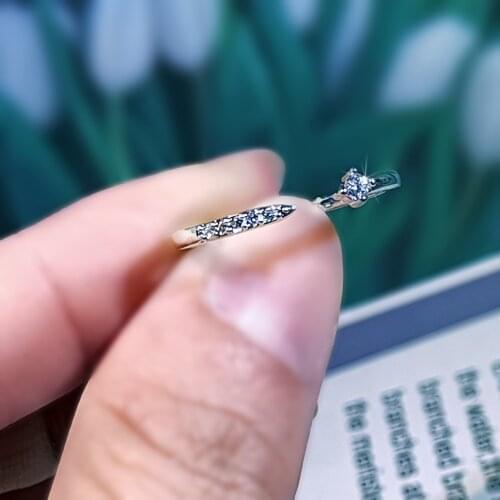Hot Sale All-Match Half Circle Diamond Minimalist Couple Simulation Zircon Ring Female Silver Half Row Zircon 925 Silver Ring