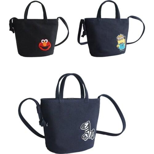 Canvas womens Bag Sesame Street cute little fresh portable One Shoulder Messenger canvas bag