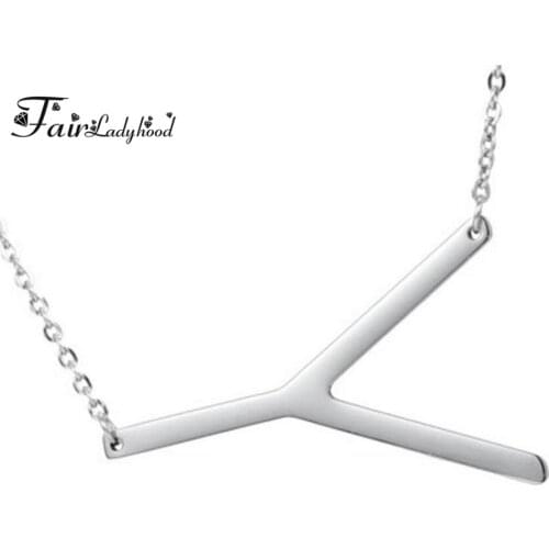 FairLadyHood Classic A-Z English Letter Pendants Necklace Titanium Stainless Steel Gold Silver Color Name Necklace For Women Men
