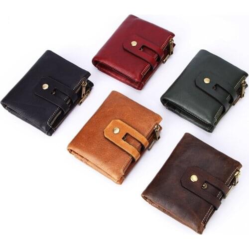 New genuine leather unisex RFID anti-magneti wallet luxury vintage style high quality long double zipper coin purse