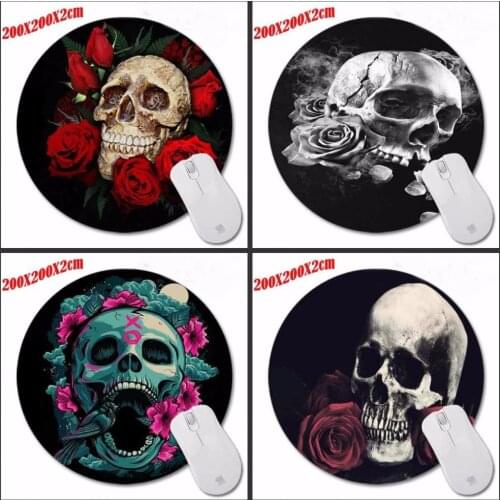 Mairuige Skull And Red Roses Mouse Pad PC Computer Laptop Gaming Mice Play Mat Mousepad For Middle Large Game Round Mousemat