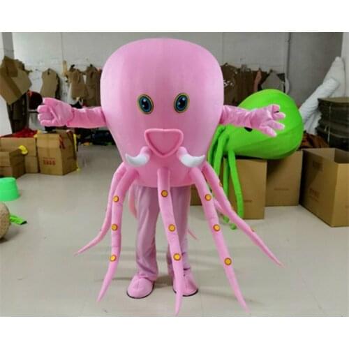 Mascot Pink Green Octopus Mascot Costume Custom Fancy Costume Ocean Anime Mascot Theme Fancy Dress Carnival Halloween Costume
