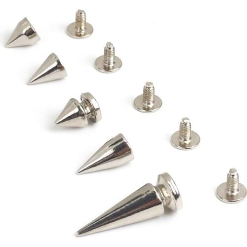 10Pcs Metal Punk Sharp Warhead Screw Rivets Studs DIY Crafts Leather Belt Watchband Head Rivets Spikes Decor Nail Buckles