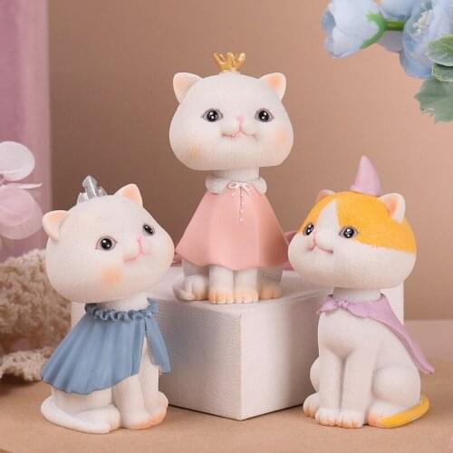 Cartoon 3 Inch Mini Resin Cute Shaking Head Cat Kitty Model Small Statue Car Figurine Crafts Decro Garden Figure Ornament