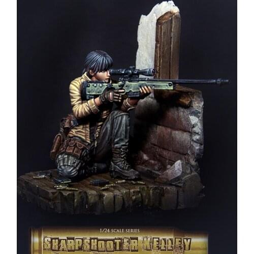 New Unassembled 1/ 24 75 mm modern sniper rifle woman sniper 75 mm model Resin Kit DIY Toys Unpainted kits