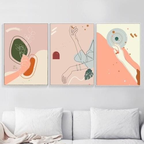 Wall Art Canvas Painting Drew Line Girl Abstract Painting Nordic Posters And Prints Wall Pictures For Living Room Salon Decor