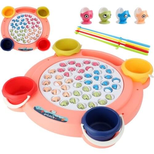New Childrens Electric Music Rotary Fishing Toys Childrens Magnetic Fishing Puzzle Parent Kids Game Toys