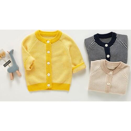 Autumn Baby Boys Girls Stripe Cardigan Coat Clothing Children Kids Girls Coats Spring Baby Boys Girls Long Sleeve Knit Coat