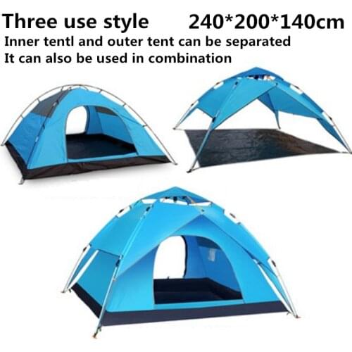 240*210*140cm Camping Automatic throw blue Tent Waterproof Climbing Travel Hiking Urltra-Light Family Baby Auto Double Tents